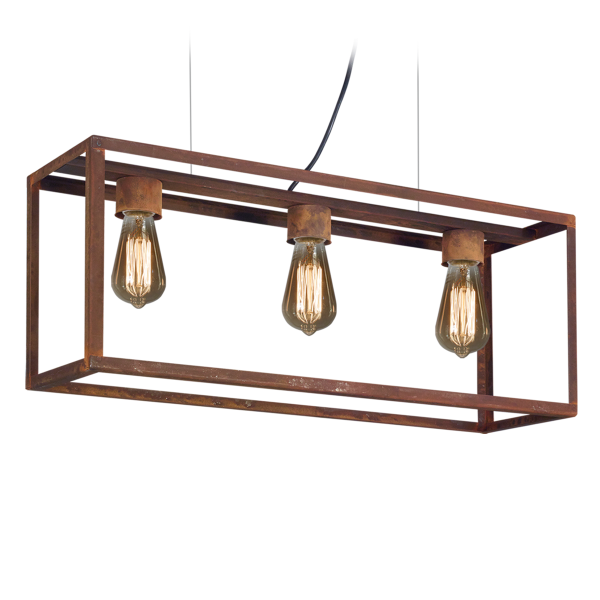 COLGANTE RECTANGULAR 3 LUCES HIERRO 66 X 20 X 26CM NEGRO
